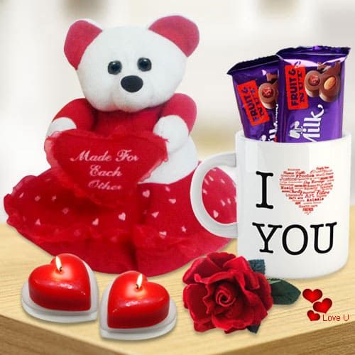 big teddy bear and chocolates for valentine's day