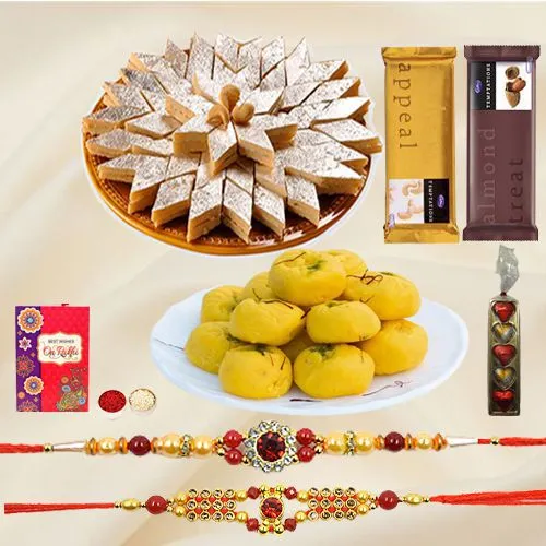 Sweets N Savory Combo with Dual Rakhis