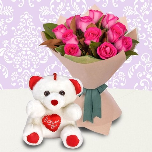 small rose teddy bear