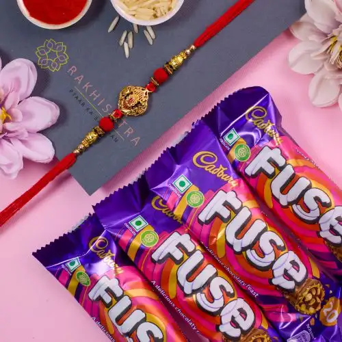 Stylish Kundan Rakhi N Cadbury Fuse Combo