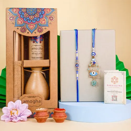 Premium Evil Eye Rakhi  N  Reed Diffuser Combo