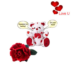 I Love U Singing Teddy Size 6 7 With A Velvet Red Rose To