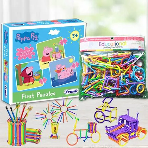 Remarkable Educational Building Blocks N Frank Peppa Pig Puzzle Set