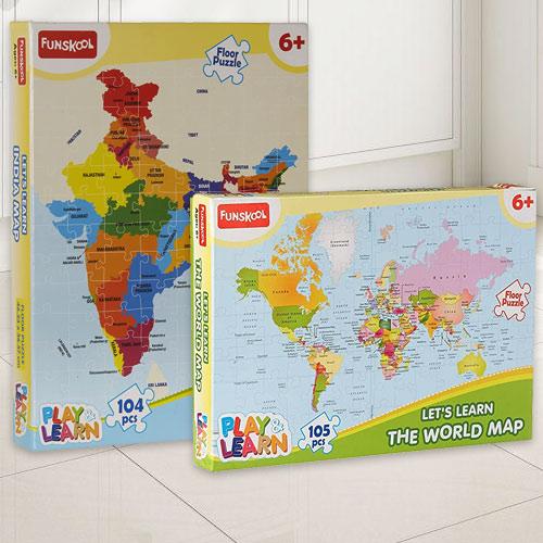 Funskool World Map Puzzle Remarkable Funskool India Map World Map Puzzle Set Delivery In Hyderabad -  Hyderabadonlineflorists