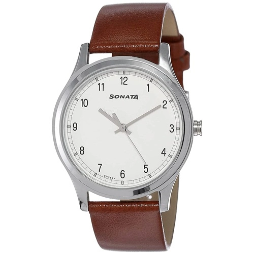 Popular Sonata Analog White Dial Mens Watch