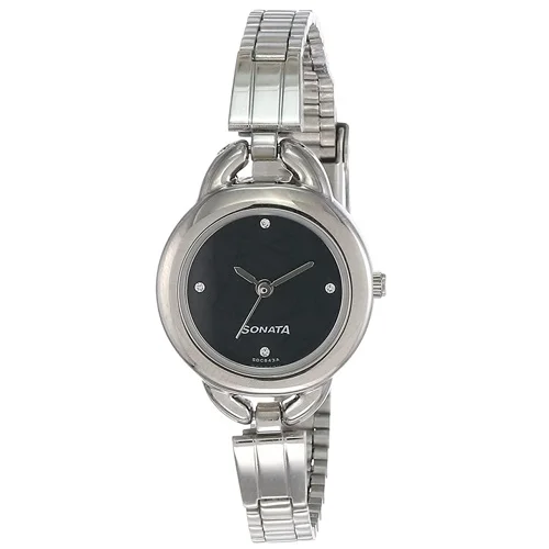 Appealing Sonata Black Dial Analog Womens Watch