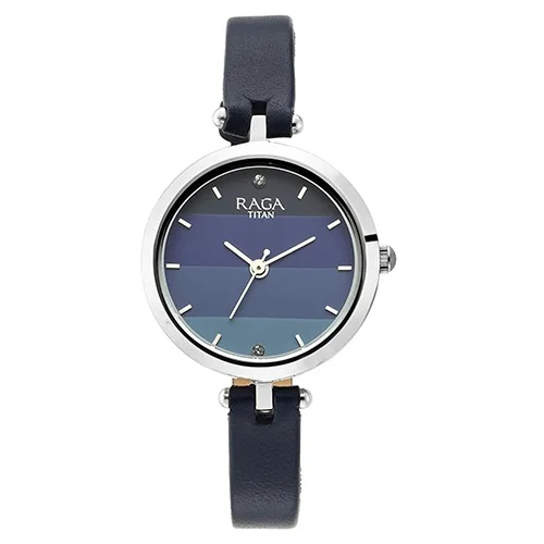 Lovely  Raga Viva Blue Dial Leather Strap Ladies Watch